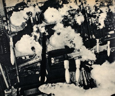 British bombs fall on a power plant in Cologne, 1942-45 by English Photographer